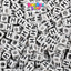 White Opaque 6mm Cube Plastic Alpha Beads - Black Letters (80pcs)