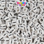 White Opaque 6mm Cube Plastic Alpha Beads - Black Letters (80pcs)