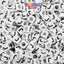 White Opaque 6mm Cube Plastic Alpha Beads - Black Letters (80pcs)