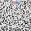 White Opaque 6mm Cube Plastic Alpha Beads - Black Letters (80pcs)
