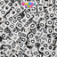 White Opaque 6mm Cube Plastic Alpha Beads - Black Letters (80pcs)