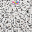 White Opaque 6mm Cube Plastic Alpha Beads - Black Letters (80pcs)