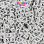 White Opaque 6mm Cube Plastic Alpha Beads - Black Letters (80pcs)