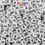 White Opaque 6mm Cube Plastic Alpha Beads - Black Letters (80pcs)