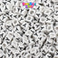 White Opaque 6mm Cube Plastic Alpha Beads - Black Letters (80pcs)
